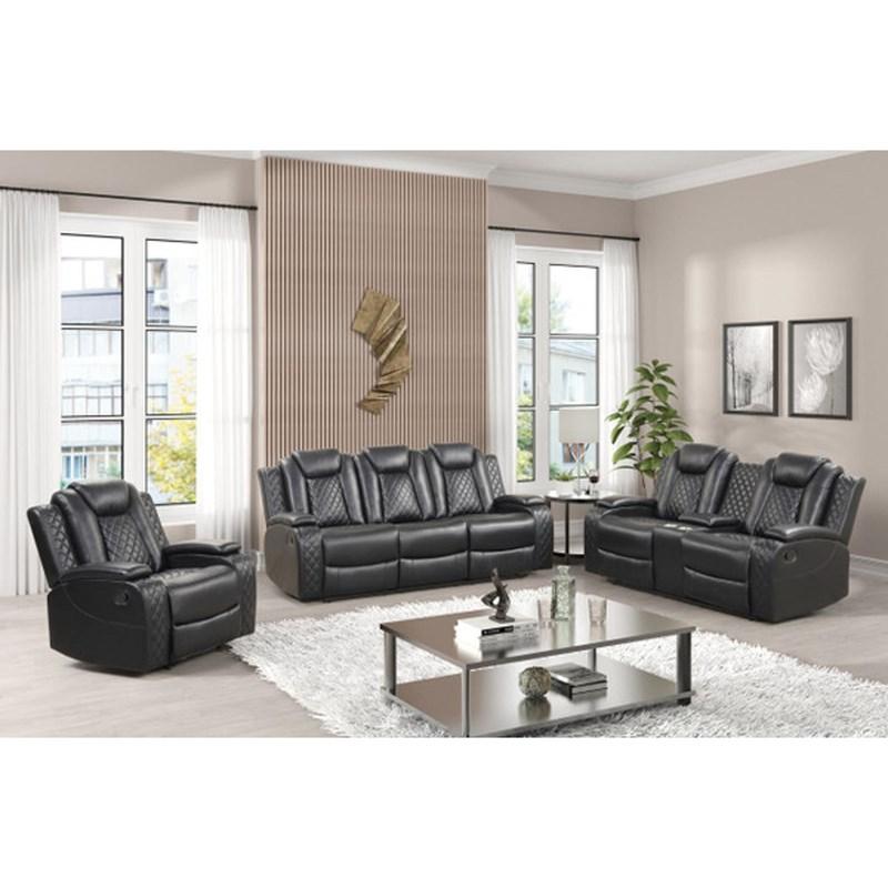 Moonshadow Reclining Leather Look Loveseat with Console (659221) image 1