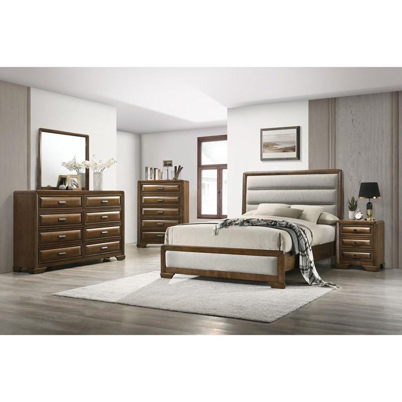 Willow Wood Queen Upholstered Panel Bed (133431) image 1