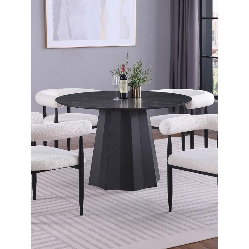 Large Picture of Coaster Furniture Camden 105780 Round 48-inch Faux Marble Top Dining Table - Black
