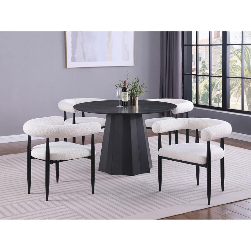 Large Picture of Coaster Furniture Camden 105780 Round 48-inch Faux Marble Top Dining Table - Black