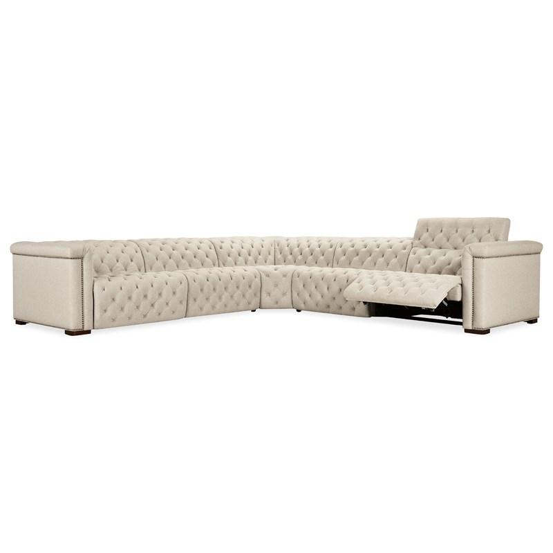 Large Picture of Hooker Furniture SS435-5PC3-414 Savion Deux 5 Seat Sectional with Three Power Recliners and Six Power Headrests