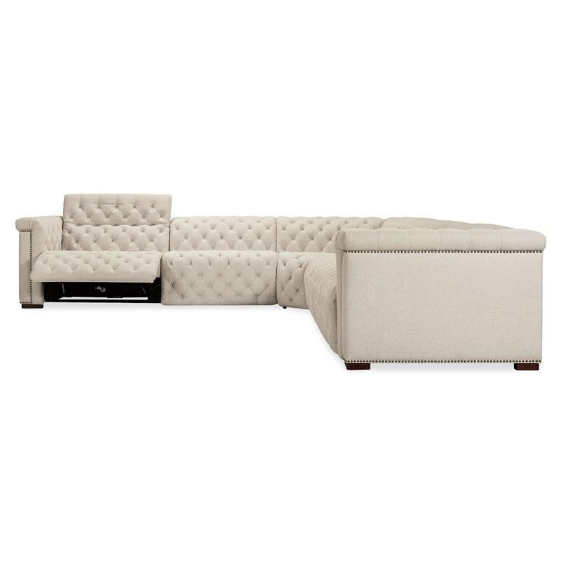 Large Picture of Hooker Furniture SS435-5PC3-414 Savion Deux 5 Seat Sectional with Three Power Recliners and Six Power Headrests