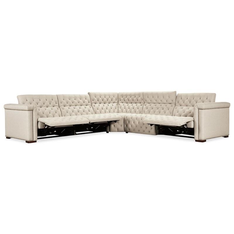 Large Picture of Hooker Furniture SS435-5PC4-414 Savion Deux 5 Seat Sectional with Four Power Recliners and Six Power Headrests