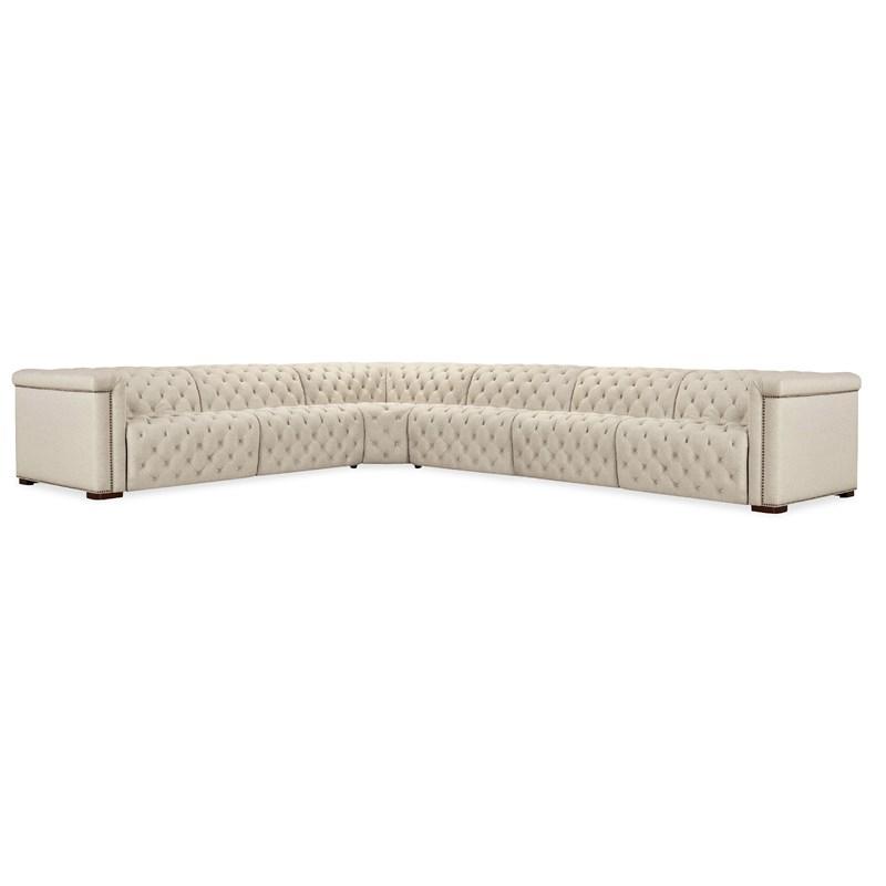 Hooker Furniture SS435-6PC3-414 Savion Deux 6 Seat Sectional with Three Power Recliners and Seven Power Headrests