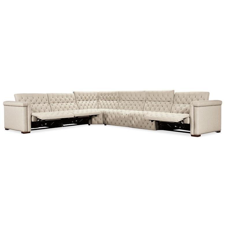 Large Picture of Hooker Furniture SS435-6PC4-414 Savion Deux 6 Seat Sectional with Four Power Recliners and Seven Power Headrests