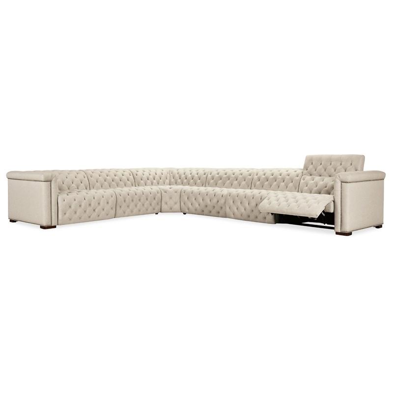 Large Picture of Hooker Furniture SS435-6PC4-414 Savion Deux 6 Seat Sectional with Four Power Recliners and Seven Power Headrests