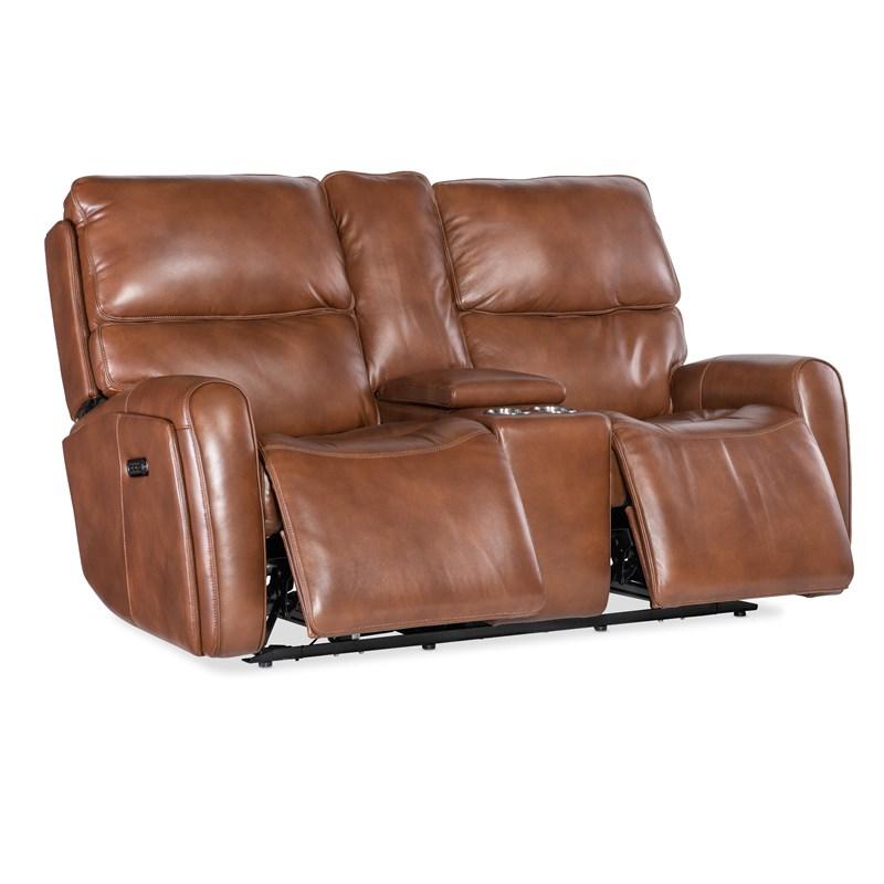 Large Picture of Hooker Furniture SS741-PHZL2C-080 Crosby Zero Gravity Power Console Loveseat with Power Headrest and Lumbar