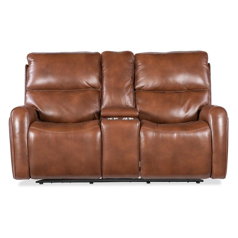 Large Picture of Hooker Furniture SS741-PHZL2C-080 Crosby Zero Gravity Power Console Loveseat with Power Headrest and Lumbar