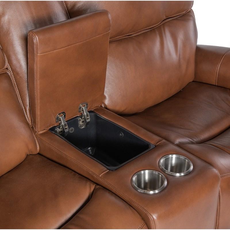 Large Picture of Hooker Furniture SS741-PHZL2C-080 Crosby Zero Gravity Power Console Loveseat with Power Headrest and Lumbar