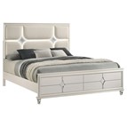 Coaster Furniture Olivia 224951Q Queen Panel Bed LED Headboard - Pearl White