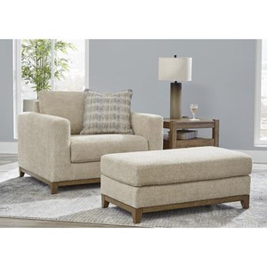 Signature Design by Ashley Parklynn 48902U2 Oversized Chair and Ottoman (Chairs - Stationary)