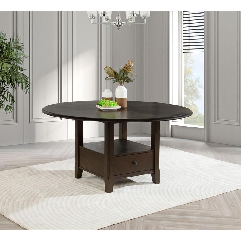 Large Picture of Coaster Furniture Twyla 115100 60-inch Round Dining Table with Drawer - Dark Cocoa