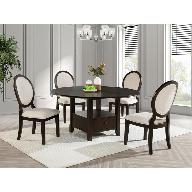 Large Picture of Coaster Furniture Twyla 115100 60-inch Round Dining Table with Drawer - Dark Cocoa