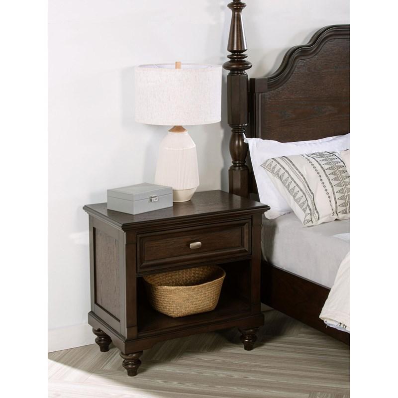 Large Picture of Coaster Furniture Andover 223632 1-Drawer Nightstand Bedside Table - Dark Oak