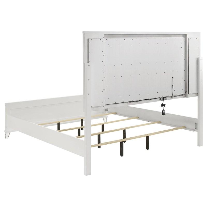 Large Picture of Coaster Furniture Marmore 224961KE 64-inch Eastern King Panel Bed LED Headboard - White