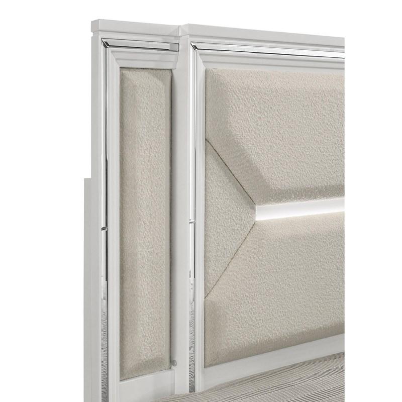 Large Picture of Coaster Furniture Marmore 224961KE 64-inch Eastern King Panel Bed LED Headboard - White
