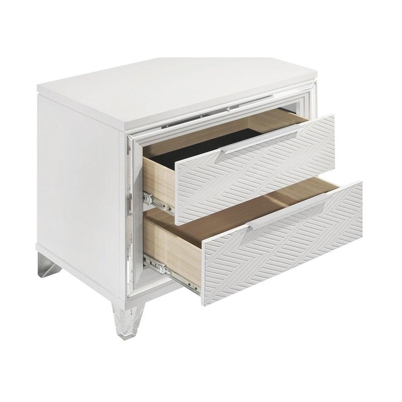 Large Picture of Coaster Furniture Marmore 224962 2-Drawer Nightstand Bedside Table - White