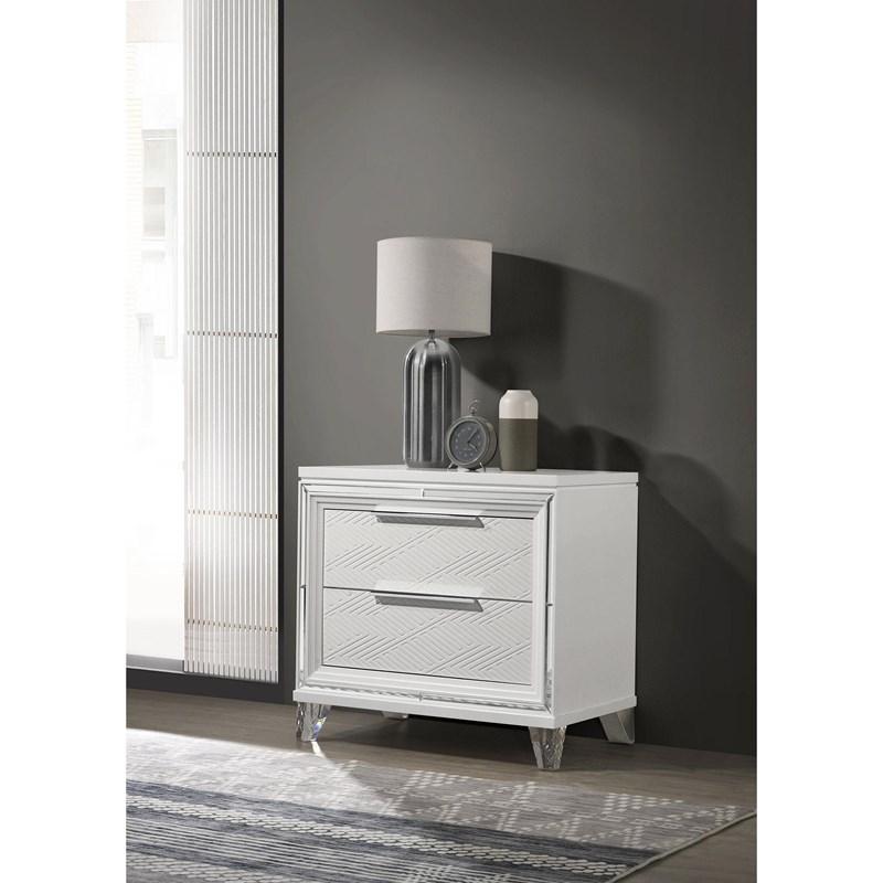 Large Picture of Coaster Furniture Marmore 224962 2-Drawer Nightstand Bedside Table - White