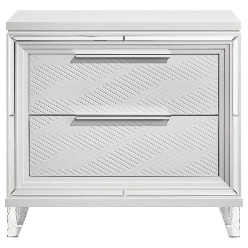Large Picture of Coaster Furniture Marmore 224962 2-Drawer Nightstand Bedside Table - White