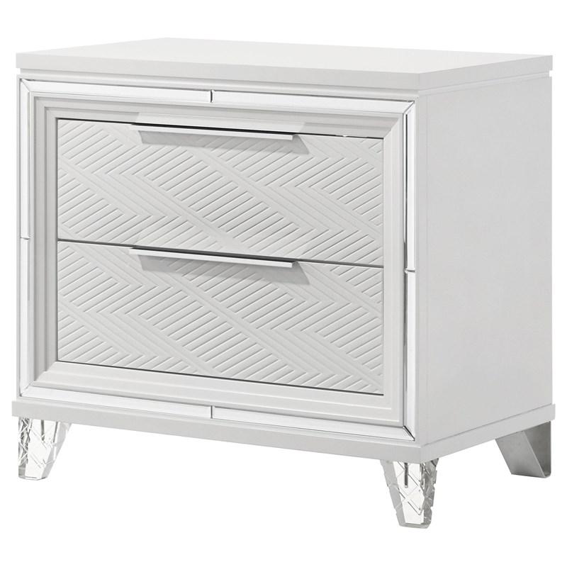 Large Picture of Coaster Furniture Marmore 224962 2-Drawer Nightstand Bedside Table - White