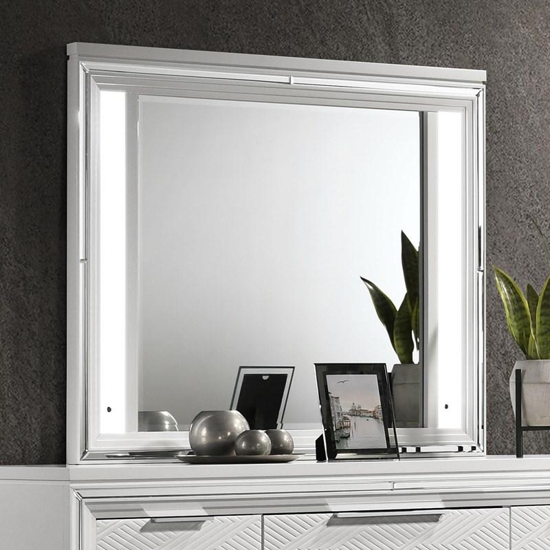 Large Picture of Coaster Furniture Marmore 224964 LED Dresser Mirror - White