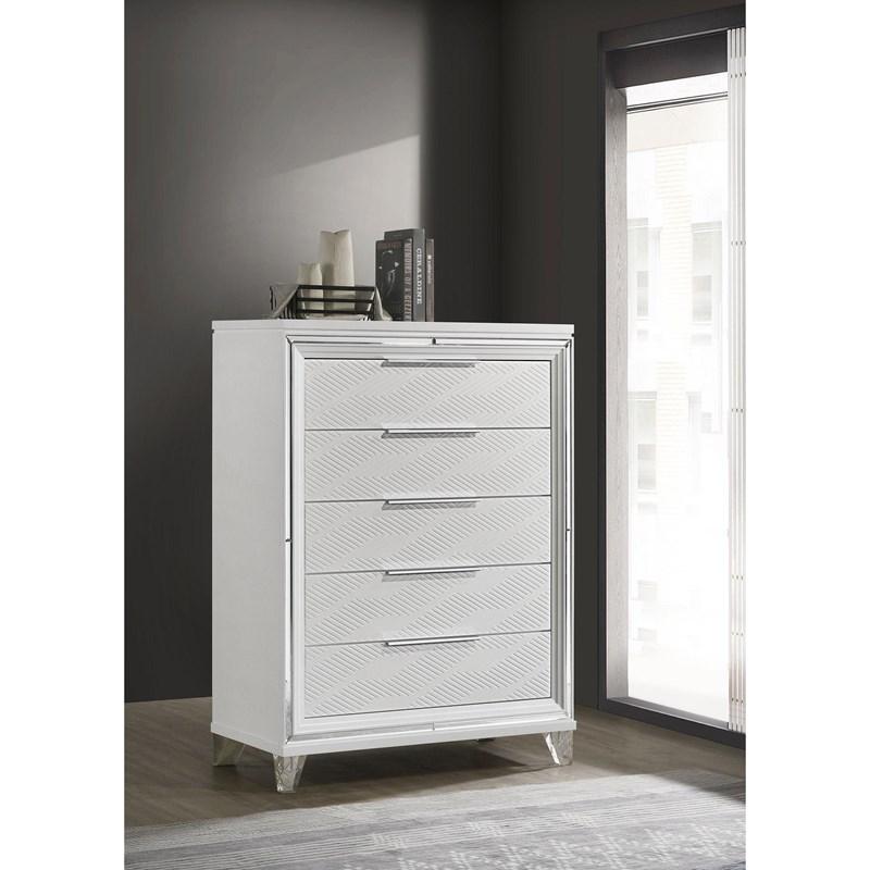 Large Picture of Coaster Furniture Marmore 224965 5-Drawer Bedroom Chest of Drawers - White
