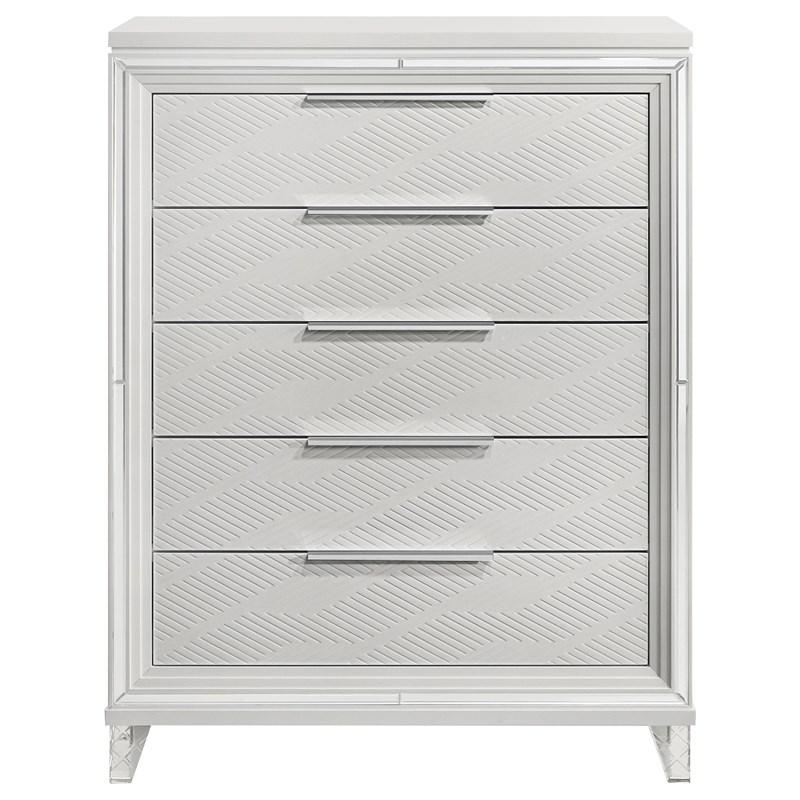 Large Picture of Coaster Furniture Marmore 224965 5-Drawer Bedroom Chest of Drawers - White