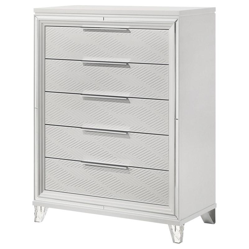 Large Picture of Coaster Furniture Marmore 224965 5-Drawer Bedroom Chest of Drawers - White