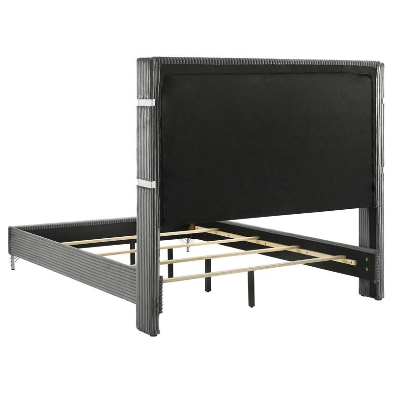 Large Picture of Coaster Furniture Lucia 224991KE 61-inch Upholstered Eastern King Wingback Bed - Grey