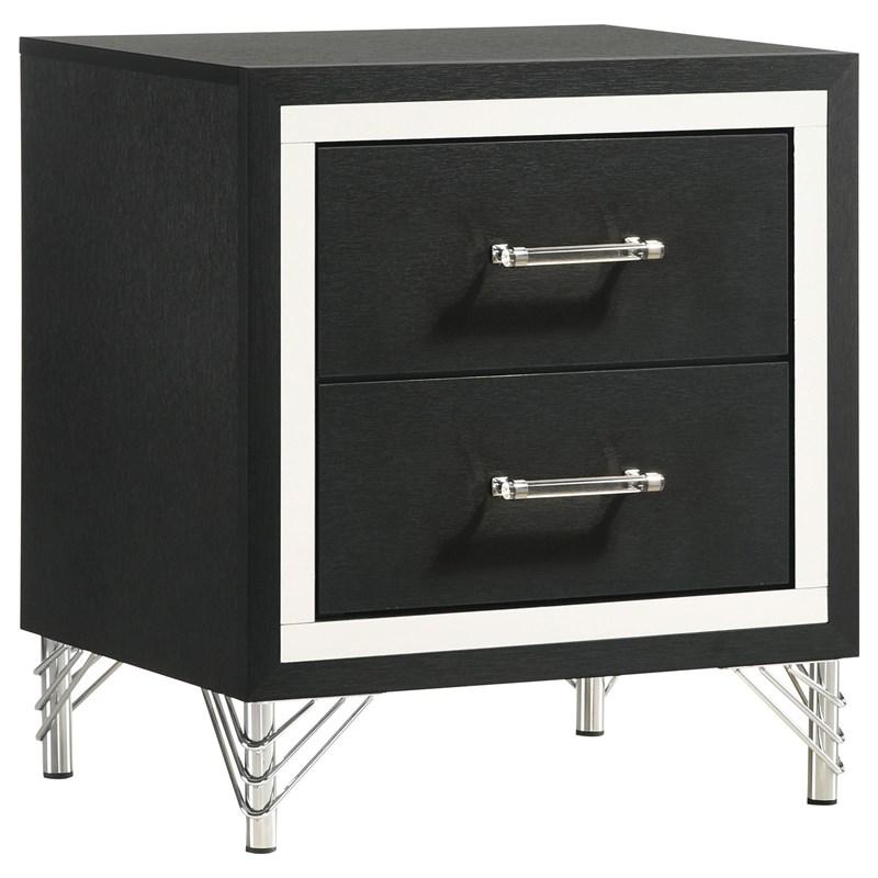 Coaster Furniture Lucia 224992 2-Drawer Nightstand Bedside Table - Black