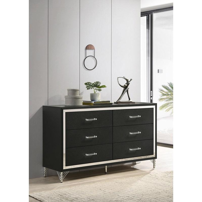 Large Picture of Coaster Furniture Lucia 224993 6-Drawer Dresser Cabinet - Black