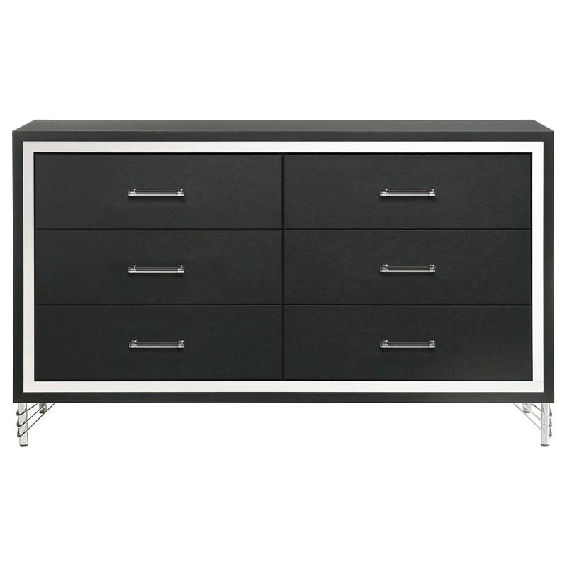 Large Picture of Coaster Furniture Lucia 224993 6-Drawer Dresser Cabinet - Black