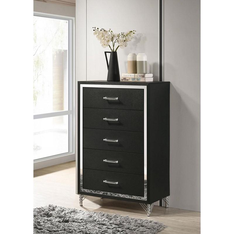 Large Picture of Coaster Furniture Lucia 224995 5-Drawer Bedroom Chest of Drawers - Black