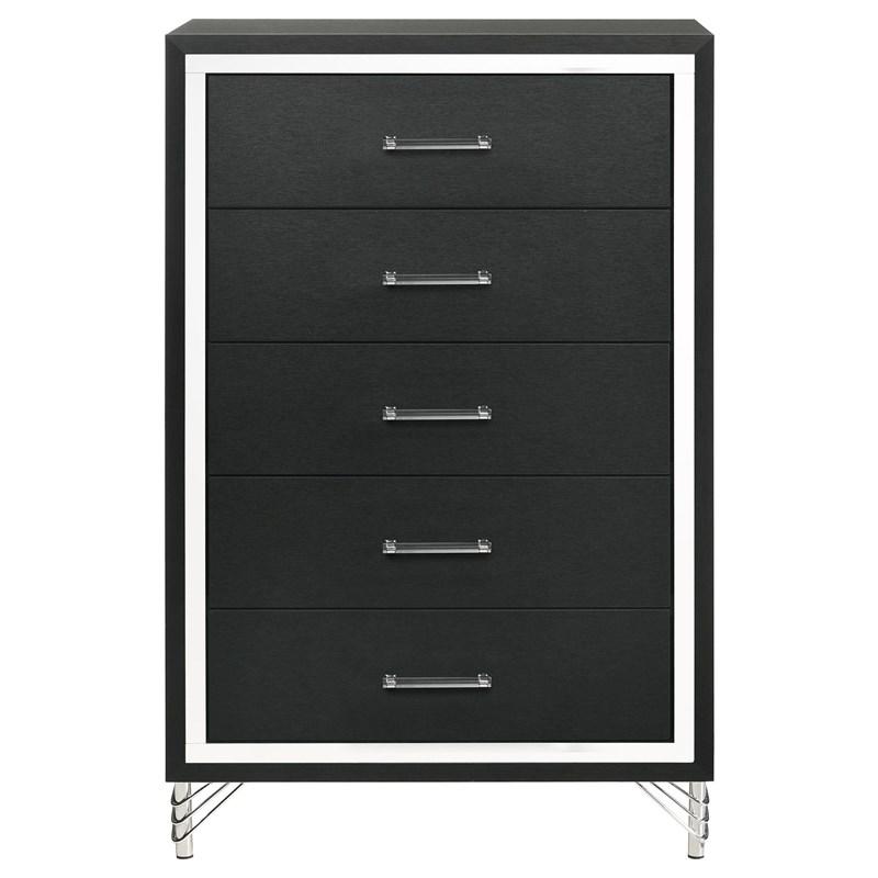 Large Picture of Coaster Furniture Lucia 224995 5-Drawer Bedroom Chest of Drawers - Black