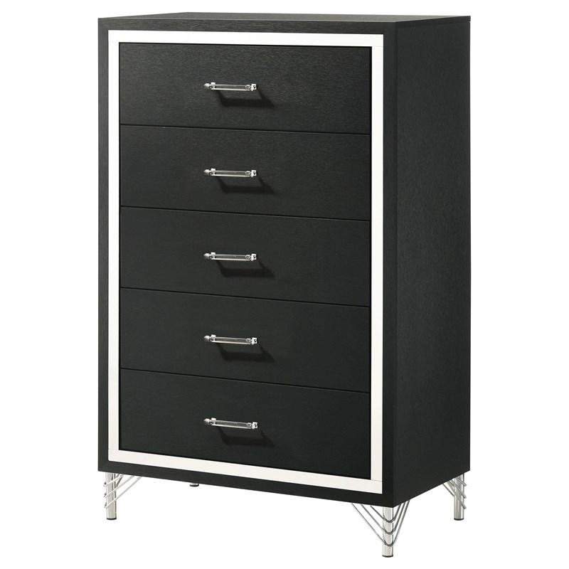 Large Picture of Coaster Furniture Lucia 224995 5-Drawer Bedroom Chest of Drawers - Black
