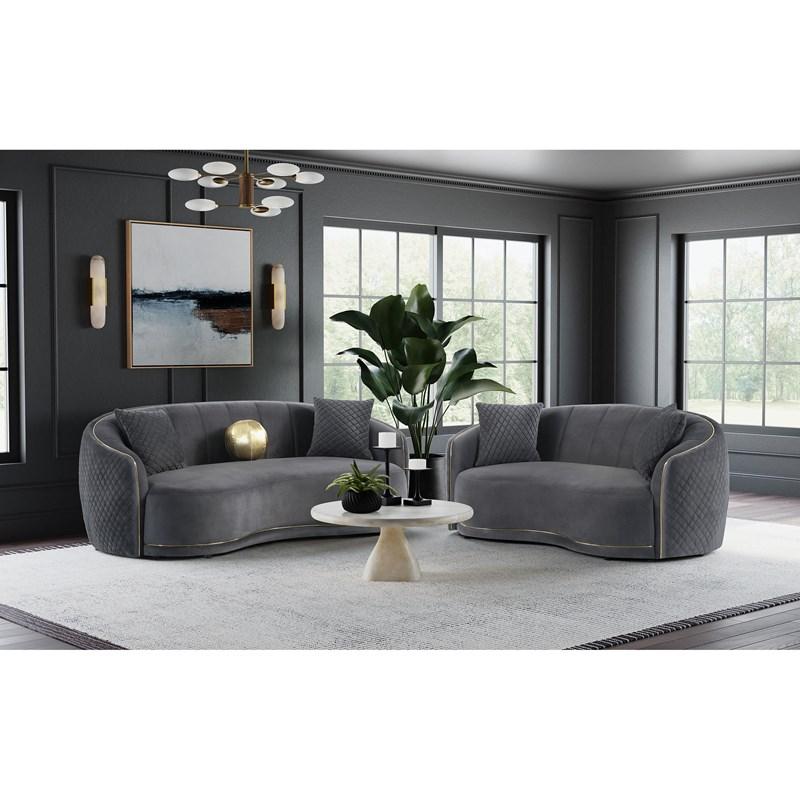 Large Picture of Coaster Furniture Brookside 504844 Velvet Upholstered Curved Sofa - Dark Grey