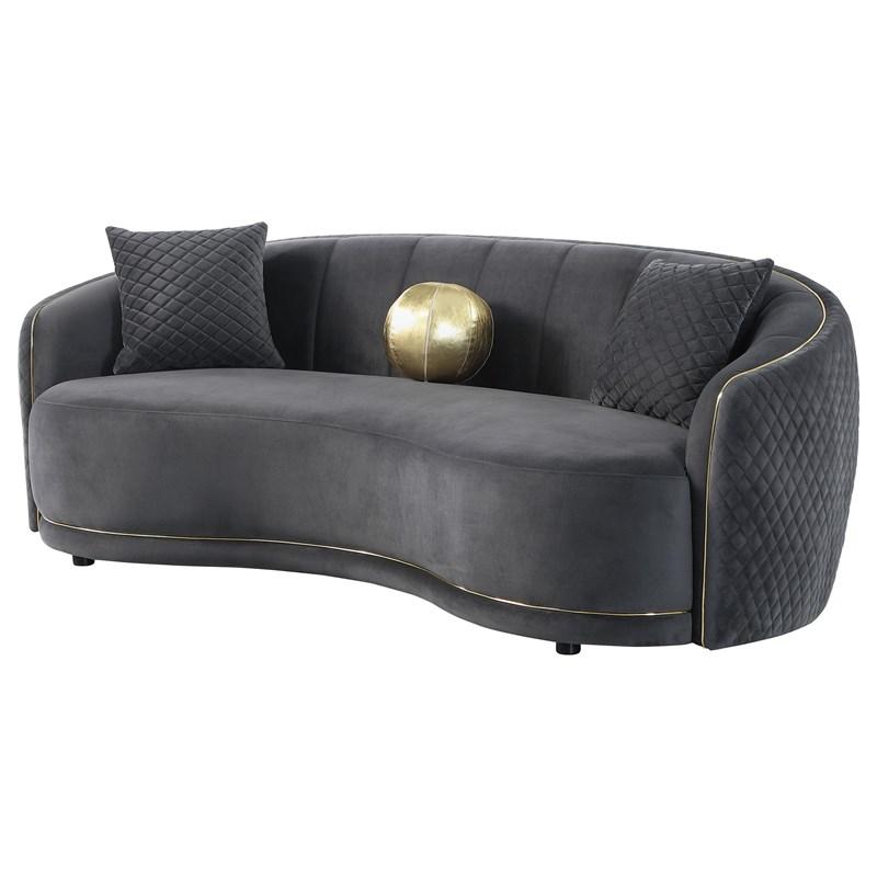 Large Picture of Coaster Furniture Brookside 504844 Velvet Upholstered Curved Sofa - Dark Grey