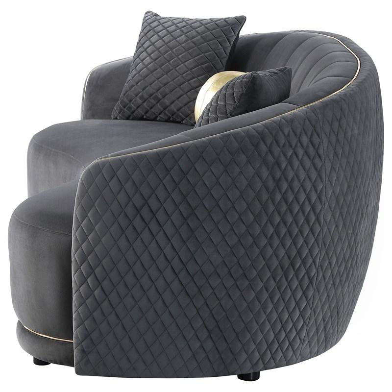 Large Picture of Coaster Furniture Brookside 504844 Velvet Upholstered Curved Sofa - Dark Grey