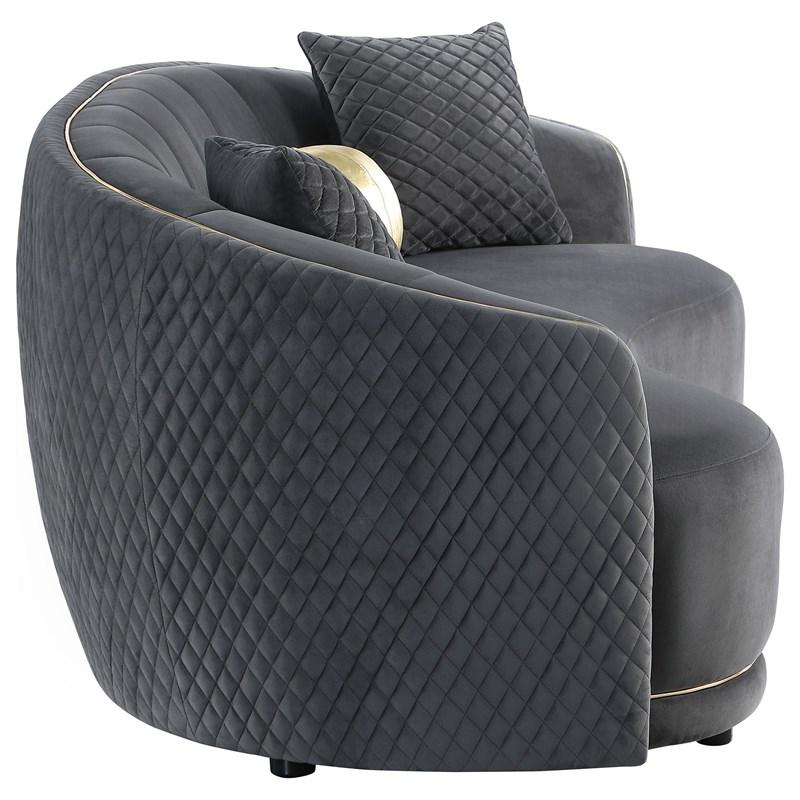 Large Picture of Coaster Furniture Brookside 504844 Velvet Upholstered Curved Sofa - Dark Grey