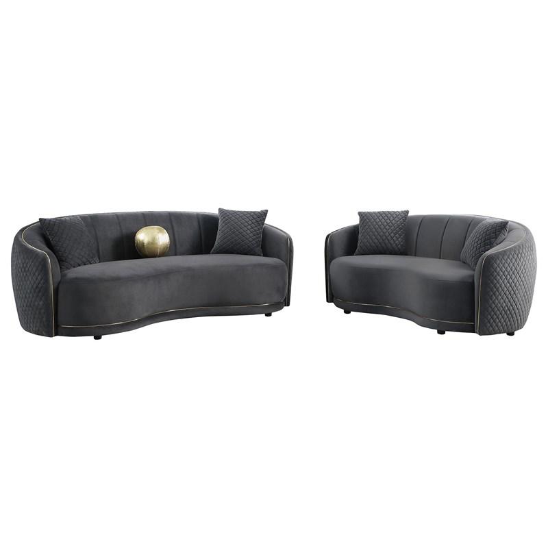 Large Picture of Coaster Furniture Brookside 504844 Velvet Upholstered Curved Sofa - Dark Grey