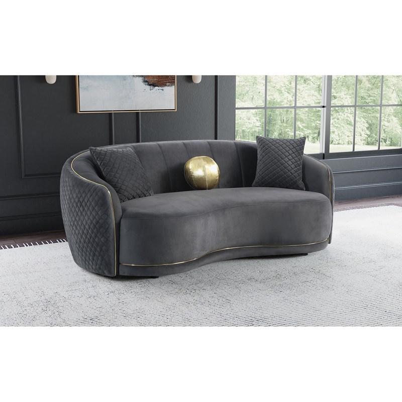 Large Picture of Coaster Furniture Brookside 504844 Velvet Upholstered Curved Sofa - Dark Grey