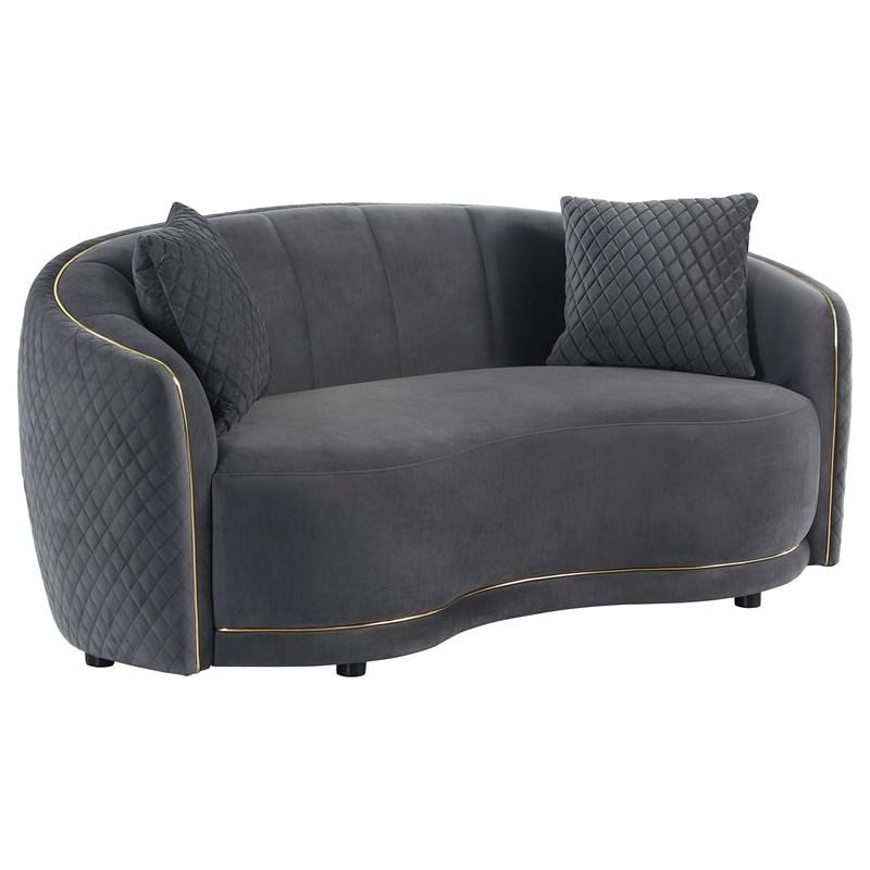 Coaster Furniture Brookside 504845 Velvet Upholstered Curved Loveseat - Dark Grey
