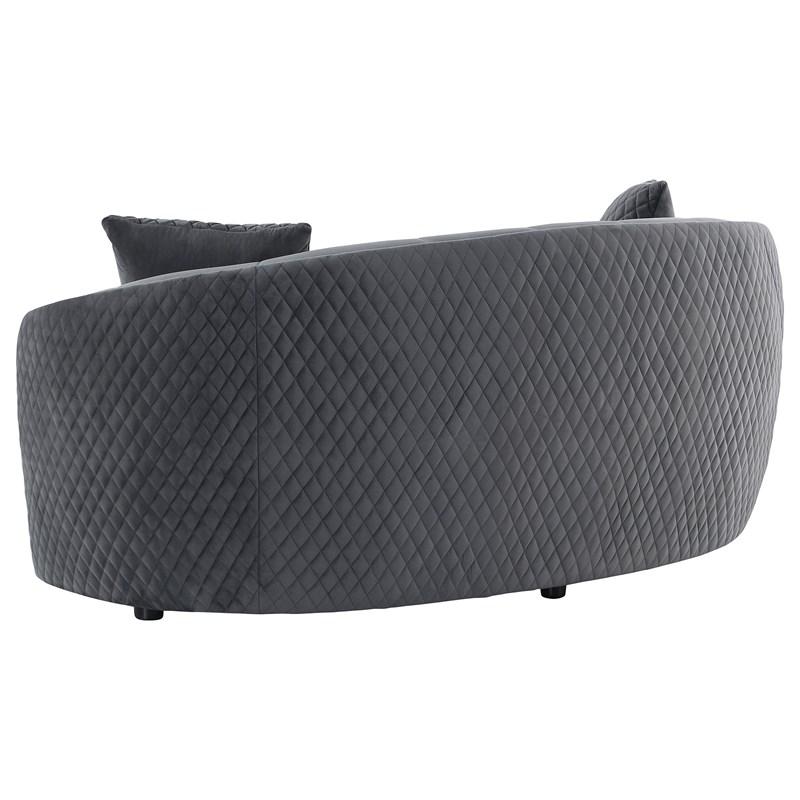 Large Picture of Coaster Furniture Brookside 504845 Velvet Upholstered Curved Loveseat - Dark Grey