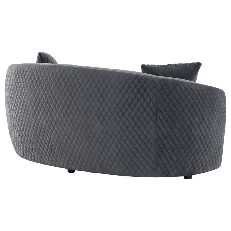 Large Picture of Coaster Furniture Brookside 504845 Velvet Upholstered Curved Loveseat - Dark Grey