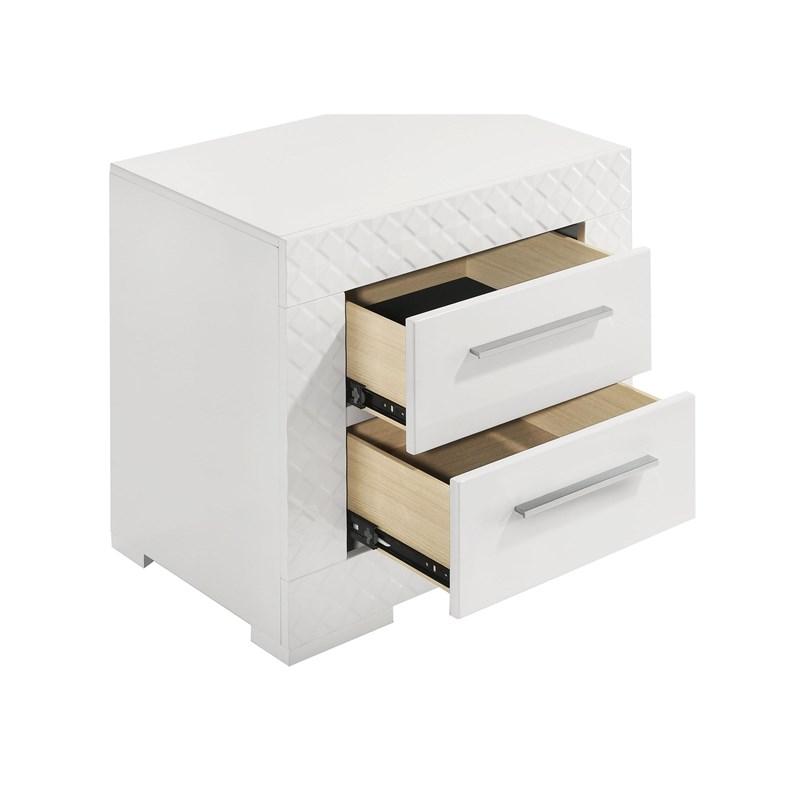 Large Picture of Coaster Furniture Ives 224942 2-Drawer Nightstand Bedside Table - White High Gloss