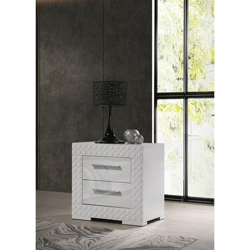 Large Picture of Coaster Furniture Ives 224942 2-Drawer Nightstand Bedside Table - White High Gloss