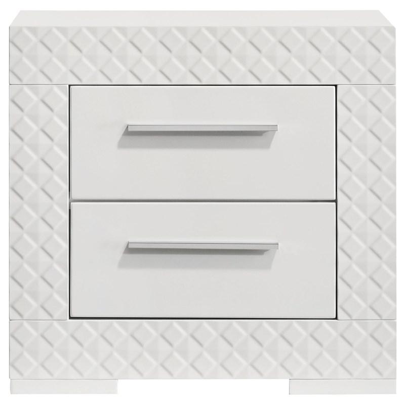 Large Picture of Coaster Furniture Ives 224942 2-Drawer Nightstand Bedside Table - White High Gloss