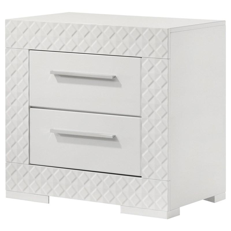 Large Picture of Coaster Furniture Ives 224942 2-Drawer Nightstand Bedside Table - White High Gloss