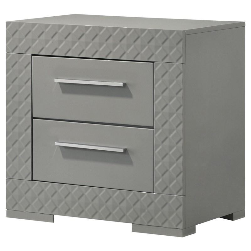 Large Picture of Coaster Furniture Ives 224972 2-Drawer Nightstand Bedside Table - Grey High Gloss