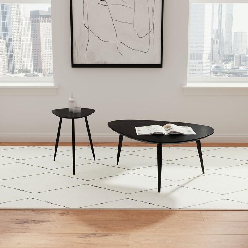 Large Picture of Coaster Furniture Odessa 707917 Triangular Solid Wood End Table - Black